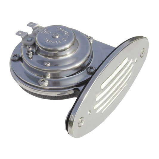 Schmitt Marine Mini Stainless Steel Single Drop-In Horn w/Stainless Steel Grill - 12V Low Pitch [10050]
